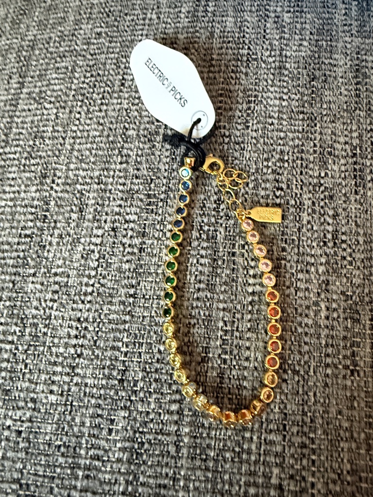 Electric Picks Gold Rainbow Crystal Bracelet Nwt 50$